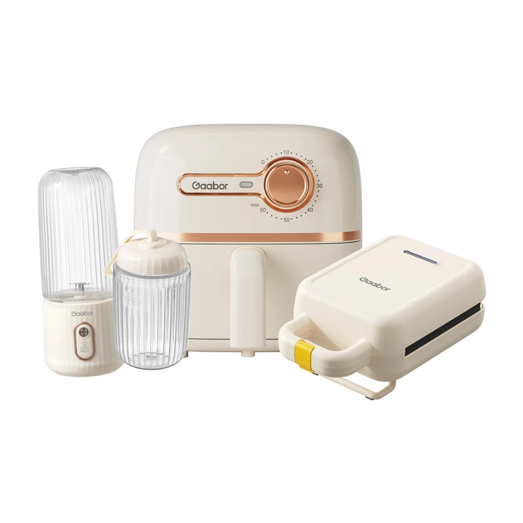 Fritadeira Sem Óleo Portátil Gaabor Kit Cozinha 3 em 1 — Air Fryer + Sanduicheira + Liquidificador
