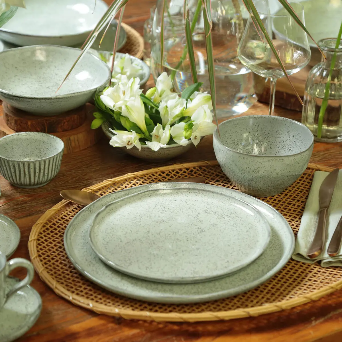 Aparelho de Jantar 16 Peças Porto Brasil Stoneware Bio Pistache Verde